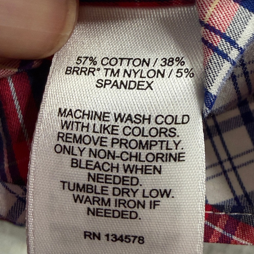 Vineyard Vines On-The-Go Performance Plaid Shirt Mens Medium Red White Blue brrr - Picture 3 of 9